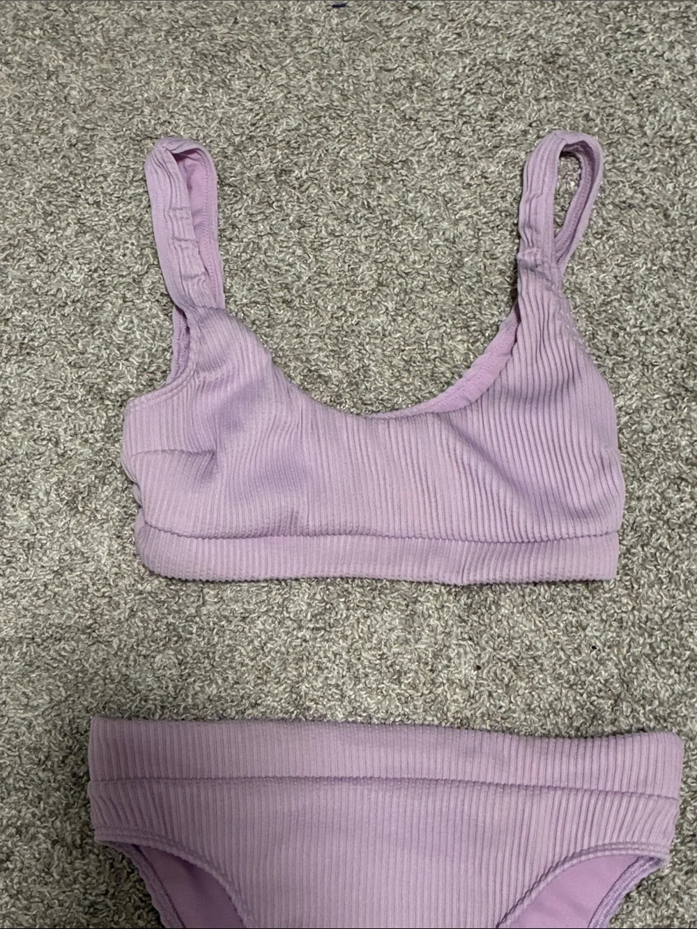 Hollister Light Purple Ribbed High Waisted Bikini Swimsuit